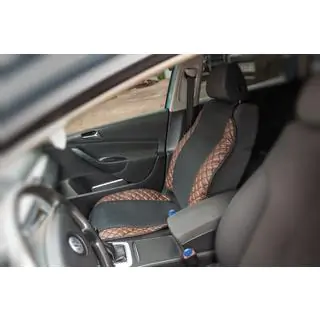 Car Seat Cover ECO and Fabric (1 pc, Brown with Black Stitching + Fabric) photo 2