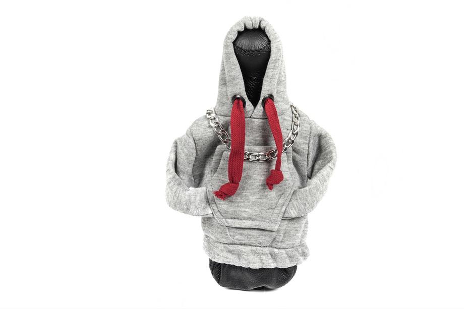 Gear Shift Cover Hoodie (grey, burgundy cord) Image