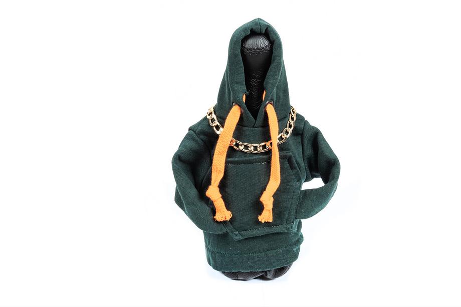 Gear Shift Knob Cover Hoodie Style (green, orange drawstring) Photo 1
