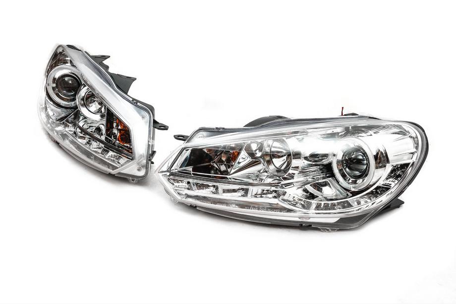 Volkswagen Golf 6 2008-2014 Front Headlights Silver (2 pcs, LED) Image