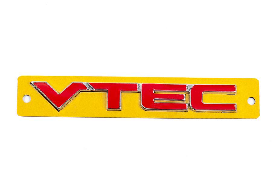 Honda VTEC red emblem with chrome (110mm x 15mm) Image