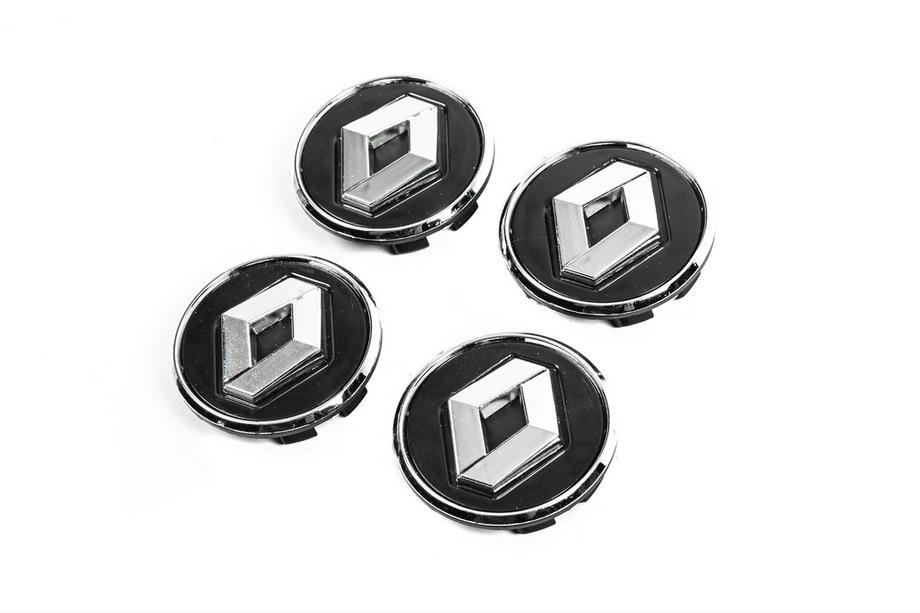 Renault Black wheel center caps with ring 81568 (57mm to 49mm, set of 4) Image