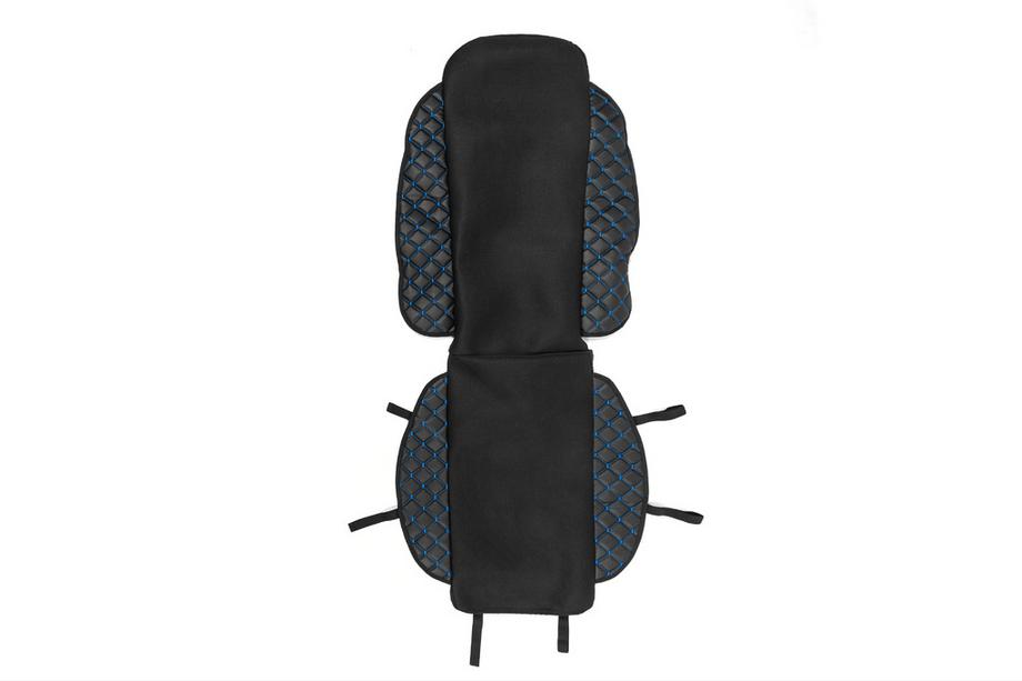 Car Seat Cover ECO and Fabric (1 pc, Black with Blue Stitching + Fabric) Image