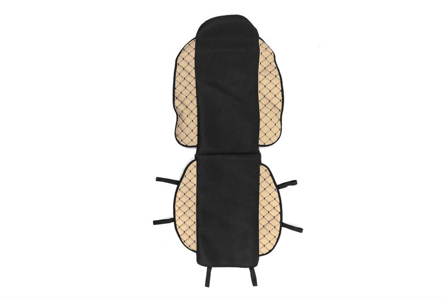 Car Seat Cover ECO and Fabric OLD (1 pc, Beige with Black Stitching + Fabric) Photo 2
