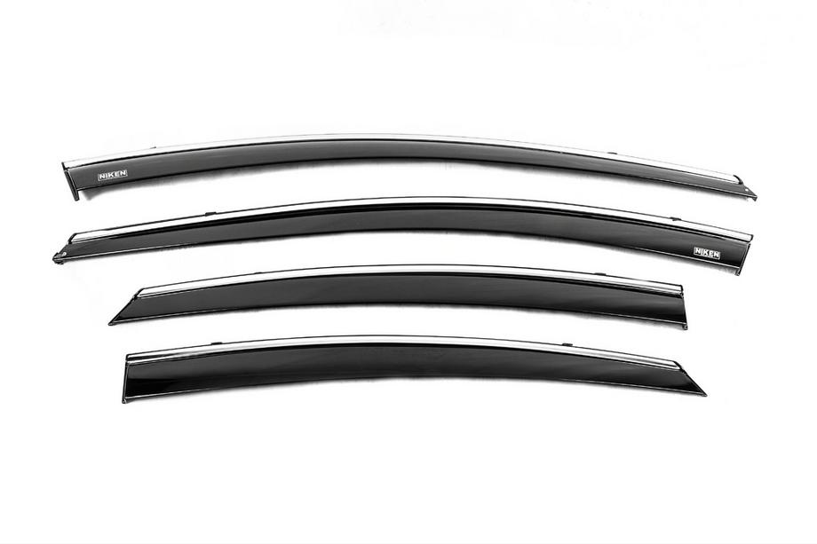 Hyundai Elantra (MD/UD) 2011-2015 Window deflectors with chrome trim (4 pcs, Niken) Image