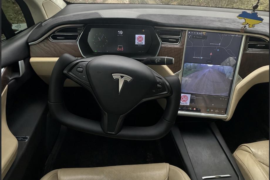 Tesla Model X 2015- Steering wheel ship style (Leatherette and carbon inserts) Image