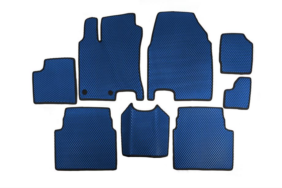 Nissan Qashqai 2010-2014 EVA Floor Mats for +2 (3 Rows, Blue) Image
