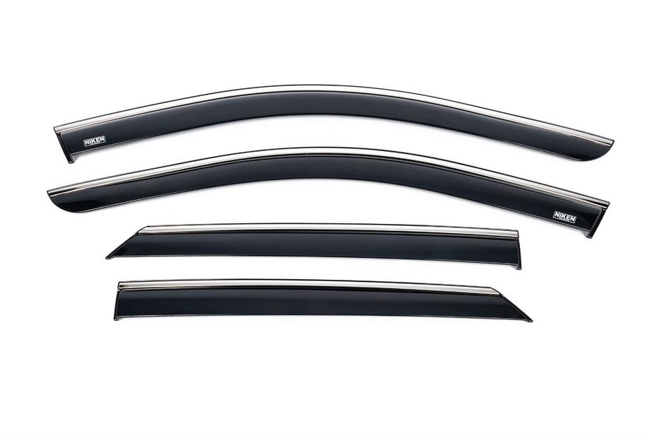 Hyundai Ioniq 5 2021- Window deflectors with chrome trim (4 pcs, Niken) Image