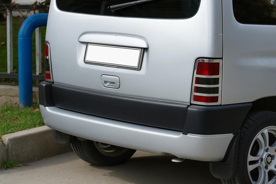Peugeot Partner 1996-2008 Chrome Tail Light Covers (2 pcs, Stainless Steel) OmsaLine - Italian Stainless Steel Image