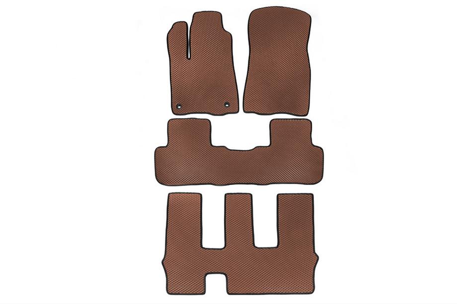 Toyota Highlander 2013-2019 EVA Floor Mats (3 Rows, Brown) Image