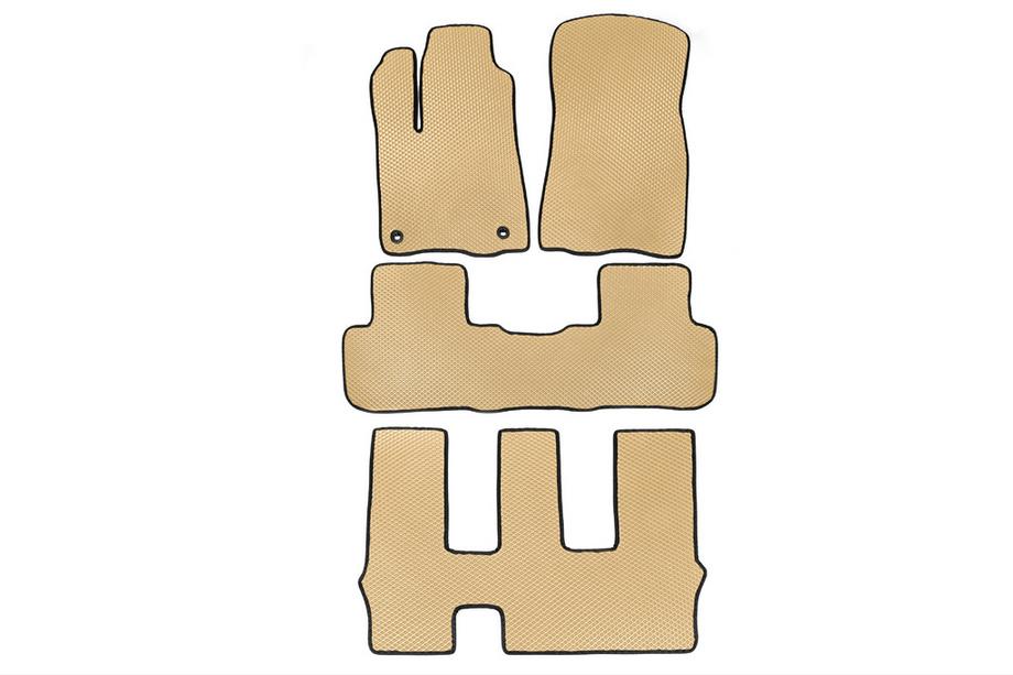 Toyota Highlander 2013-2019 EVA Floor Mats (3 Rows, Beige) Image