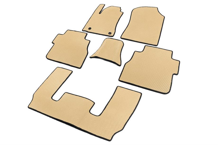 Toyota Sequoia 2007-2022 EVA Floor Mats 3 Rows (Beige) Middle Row - Passage Photo 2