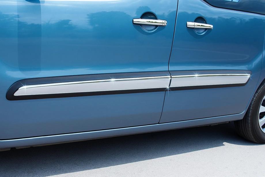 Peugeot Partner Tepee 2008-2018 Door Mouldings Stainless Steel (4 pcs) OmsaLine - Italian Stainless Steel Image
