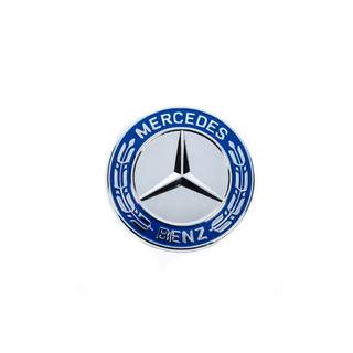 Hood emblem delete cap for Mercedes (blue and chrome, 57mm) photo 2