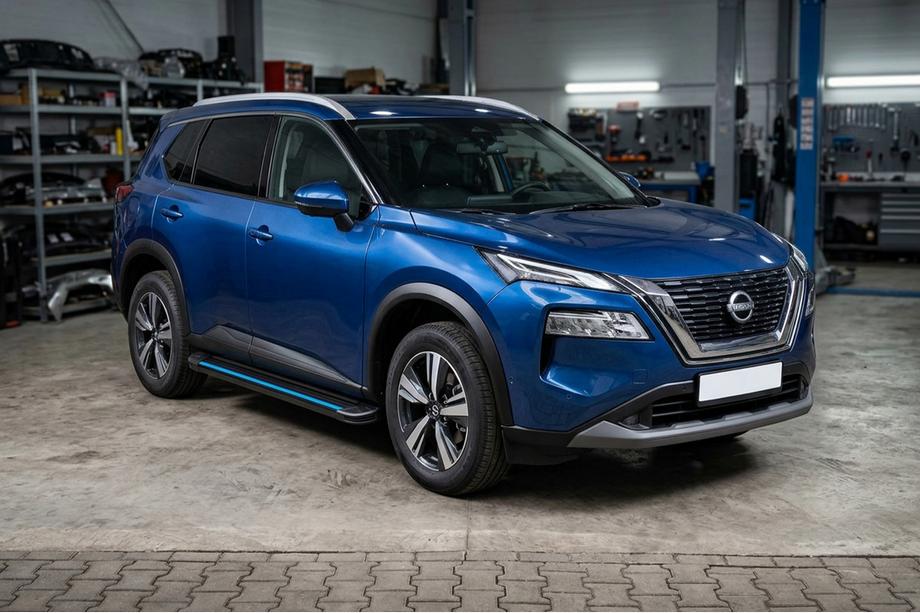 Nissan X-trail T33/Rogue 2022- Side Steps Maya Blue (2 pcs, Aluminum) Photo 1