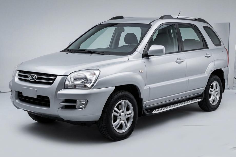 Kia Sportage 2004-2010 Side Steps Shining V1 (2 pcs, Aluminum) Image