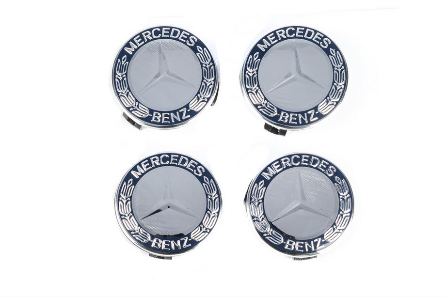Mercedes-Benz Wheel center caps 71/75 mm without ring (set of 4, blue V1) Photo 2