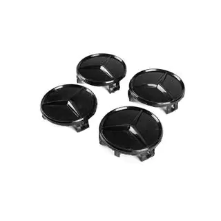 Wheel center caps 71/74 mm without ring (set of 4, gloss black) photo 1