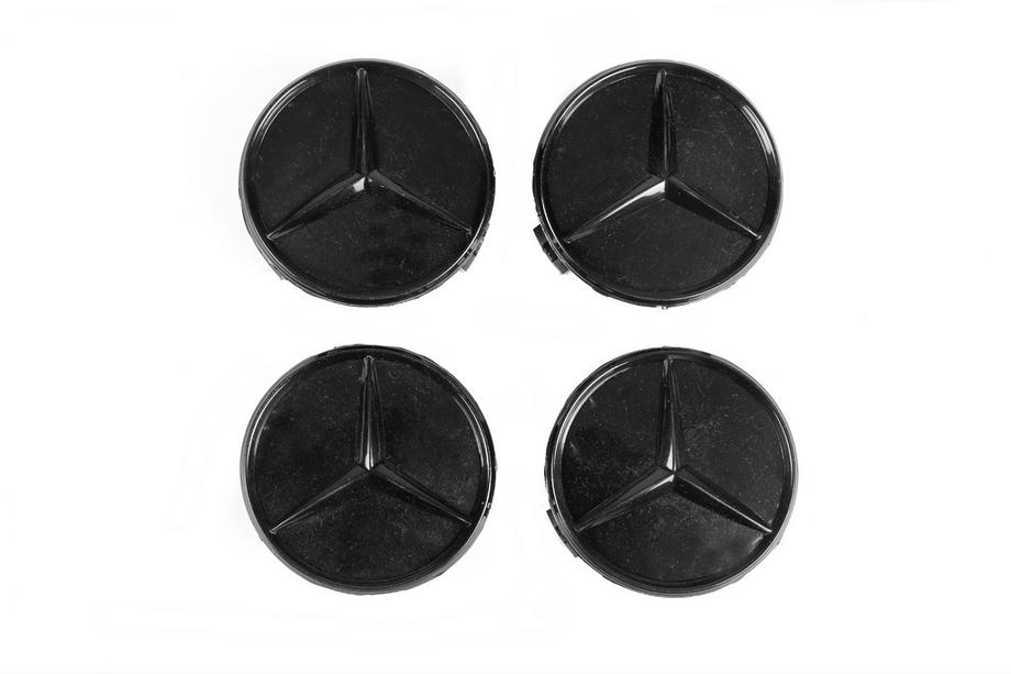 Mercedes-Benz Wheel center caps 71/74 mm without ring (set of 4, gloss black) Photo 2