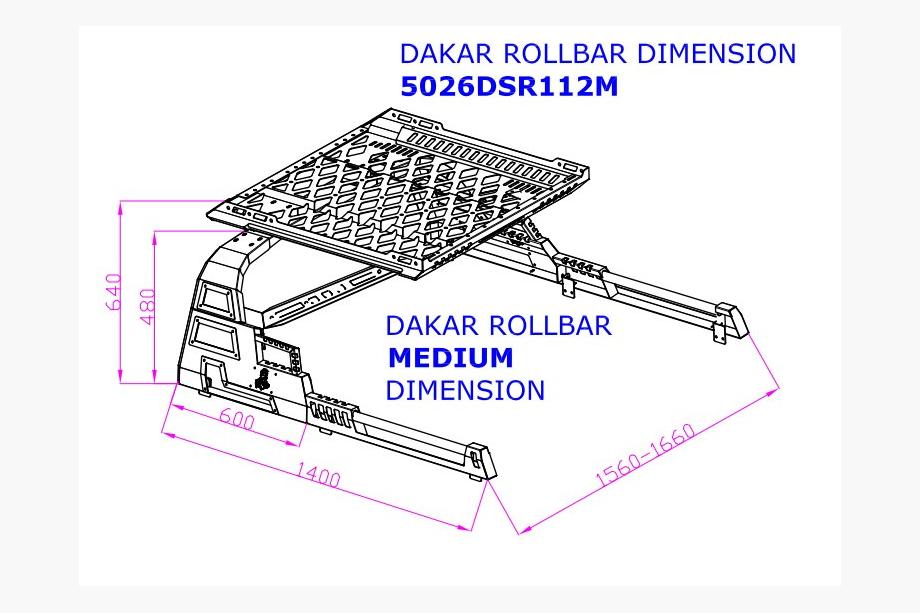 Toyota Tundra 2007-2021 Roll Bar with Basket Dakar (for Roll Covers) Photo 8