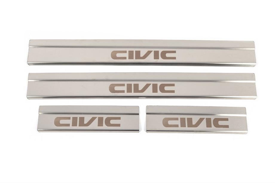 Honda Civic Sedan X 2016-2021 Door Sill Covers (4 pcs, Stainless Steel) Image