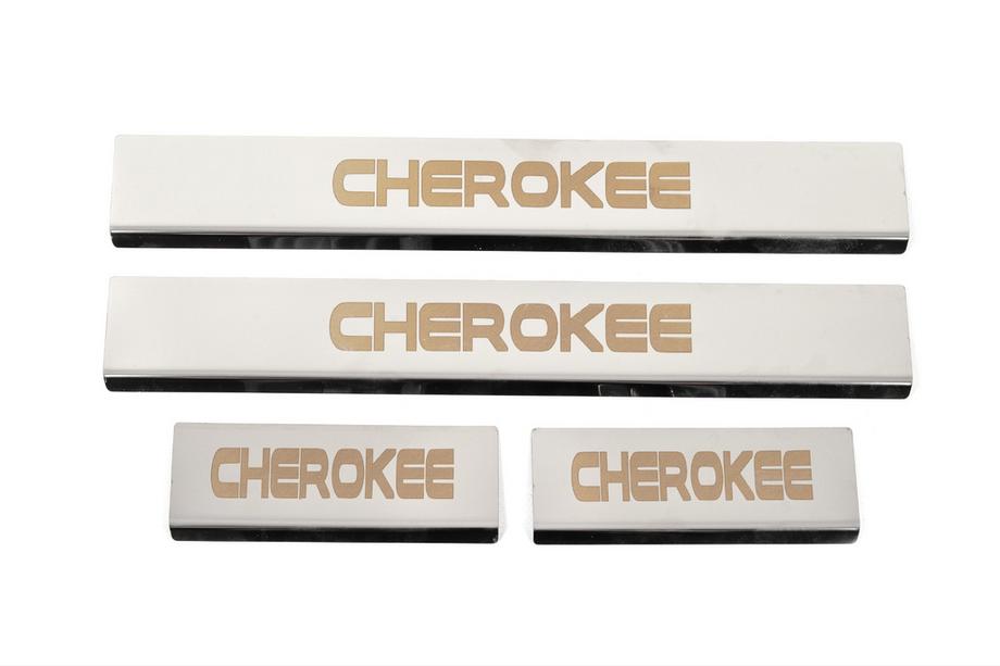 Jeep Grand Cherokee WK2 2010-2021 Door Sill Protectors V-2 (4 pcs, Stainless Steel) Image