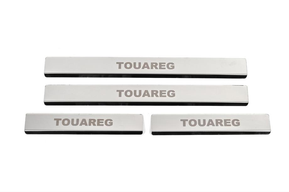 Volkswagen Touareg 2010-2018 Stainless Steel Door Sill Protectors Carmos V1 (4 pcs) Image