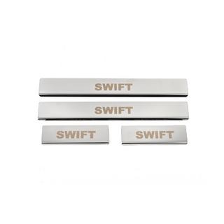 Door Sill Covers (4 pcs, Stainless Steel) Suzuki Swift 2005-2010 photo 1