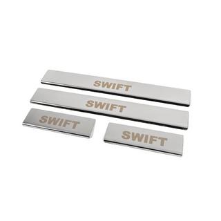 Door Sill Covers (4 pcs, Stainless Steel) Suzuki Swift 2005-2010 photo 2