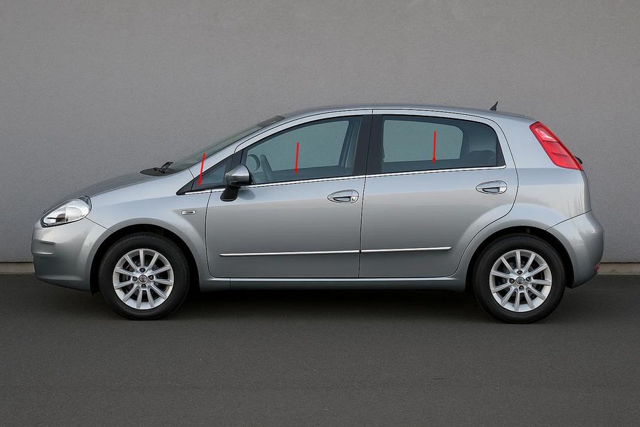 Fiat Punto Grande/EVO 2006-2018 Window Trim Carmos (6 pcs, Stainless Steel) Image