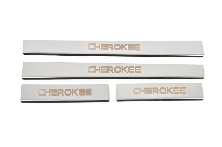 Jeep Grand Cherokee WK 2004-2010 Door Sill Protectors Carmos V-2 (4 pcs, Stainless Steel) Image