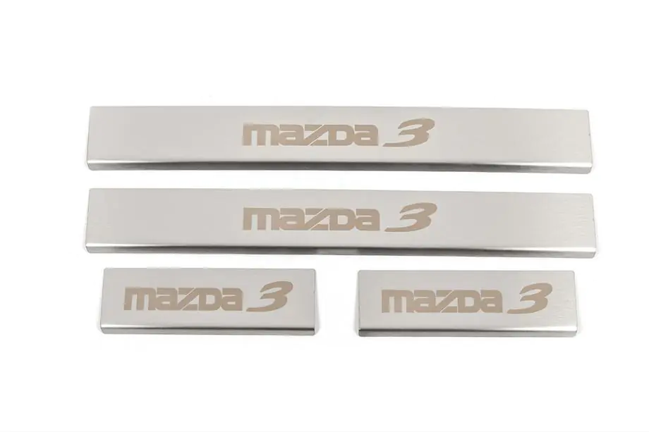 Mazda 3 2013-2019 Door Sill Covers (4 pcs, Matte, Stainless Steel) Image