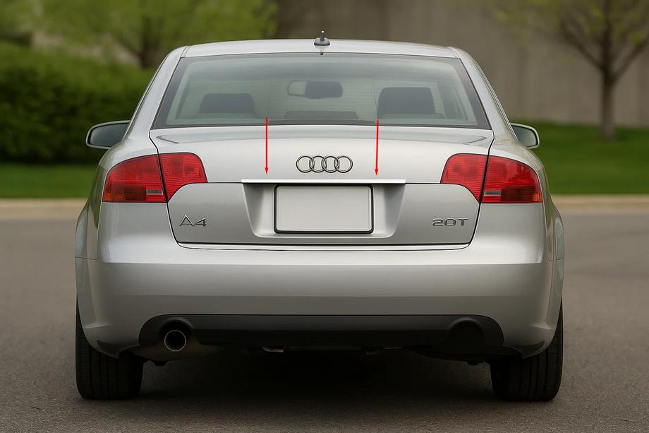 Audi A4 B7 2004-2008 License plate trim (Carmos stainless steel) V-2 Image
