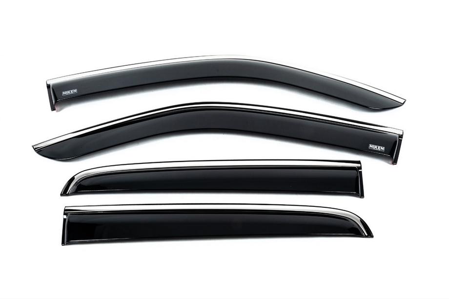 Isuzu D-Max 2019- Window deflectors with chrome trim (4 pcs, Niken) Photo 1