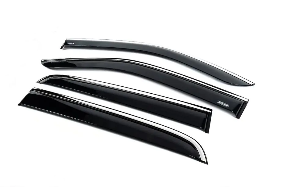 Isuzu D-Max 2019- Window deflectors with chrome trim (4 pcs, Niken) Photo 2