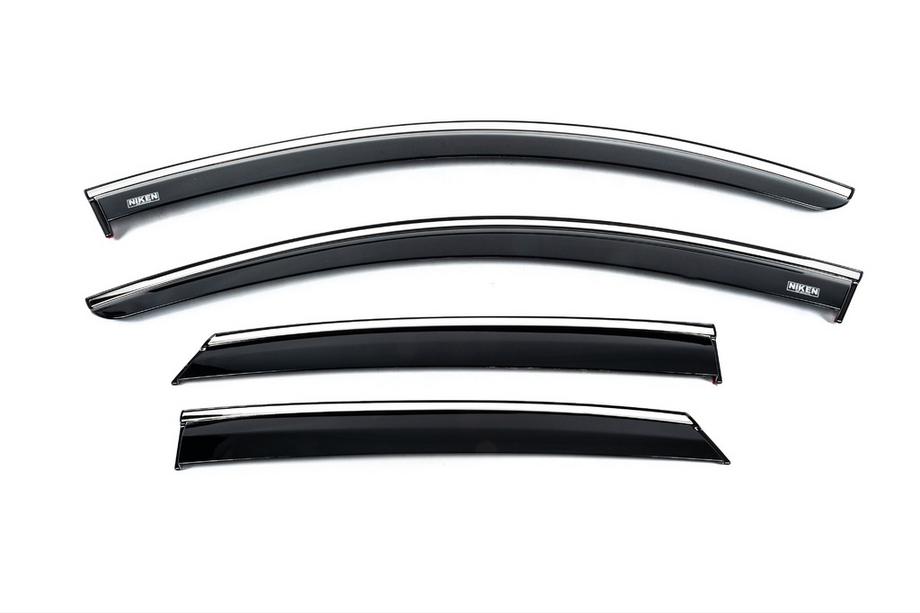 Opel Corsa F 2019- Window deflectors with chrome trim (4 pcs, Niken) Photo 1