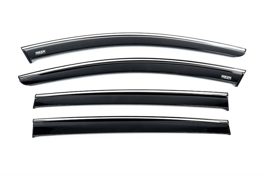 Dacia Sandero 2021- Window deflectors with chrome trim (4 pcs, Niken) Image