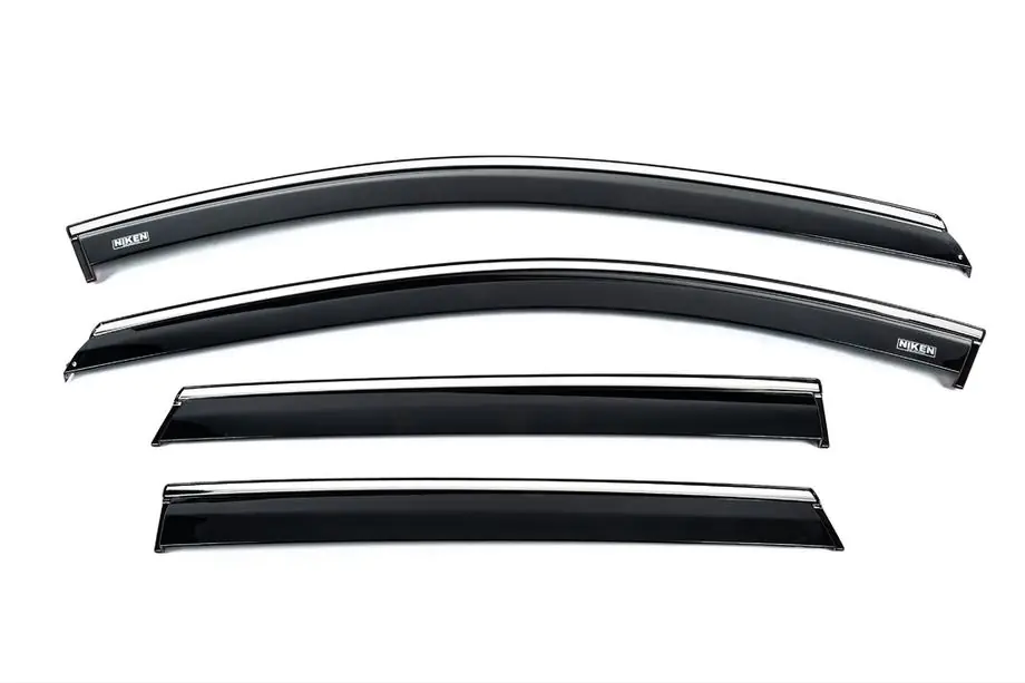 Hyundai I-20 2020- Window deflectors with chrome trim (4 pcs, Niken) Image