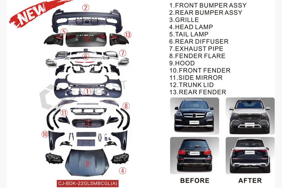 Mercedes GL/GLS class X166 2012-2019 Facelift Conversion Kit from X166 to GLS X167 Maybach (Type-A) Image