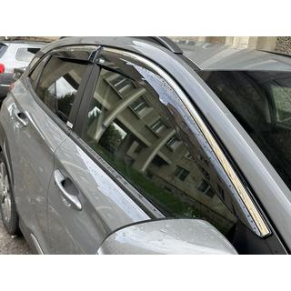 Window deflectors with chrome trim (4 pcs, Niken) Hyundai Kona 2023- photo 4