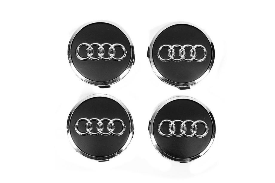 Audi Wheel center caps 57/61 mm with ring (4 pcs, black) Image