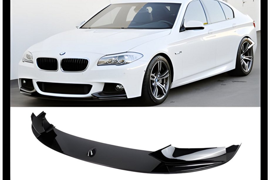 BMW 5 Series F10/F11 2010–2016 Front Bumper Lip DPT V-1 (for M-Performance, Gloss Black) Photo 2