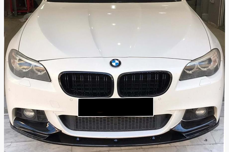 BMW 5 Series F10/F11 2010–2016 Front Bumper Lip DPT V-2 (for M-Performance, Gloss Black) Photo 1