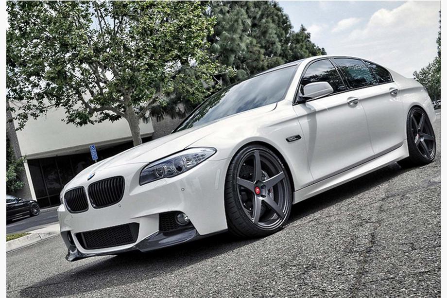 BMW 5 Series F10/F11 2010–2016 Front Bumper Lip DPT V-3 (For M-Performance, Gloss Black) Photo 3