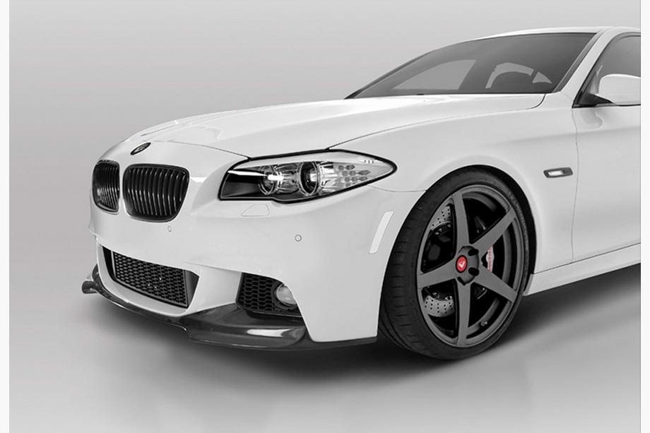 BMW 5 Series F10/F11 2010–2016 Front Bumper Lip DPT V-3 (For M-Performance, Gloss Black) Photo 1