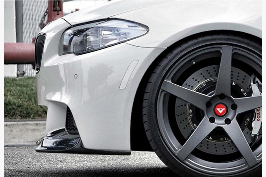 BMW 5 Series F10/F11 2010–2016 Front Bumper Lip DPT V-3 (For M-Performance, Gloss Black) Photo 6