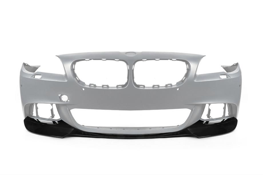 BMW 5 Series F10/F11 2010–2016 Front Bumper Lip DPT V-3 (For M-Performance, Gloss Black) Photo 2