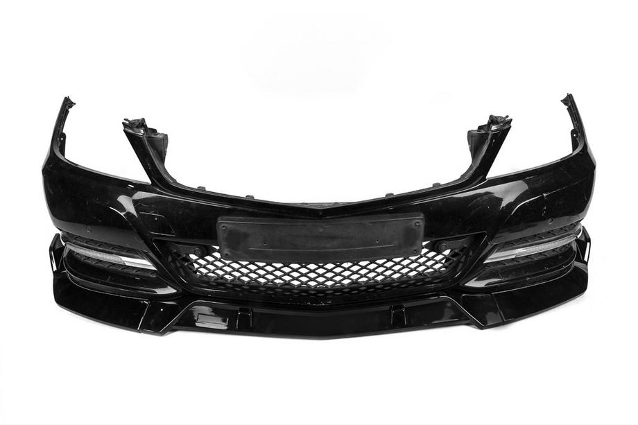Mercedes C-class W204 2007-2015 Front Bumper Lip DPT V1 (2011-2015, Gloss Black) Photo 4