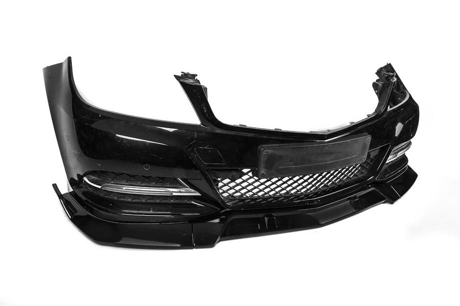 Mercedes C-class W204 2007-2015 Front Bumper Lip DPT V1 (2011-2015, Gloss Black) Photo 15