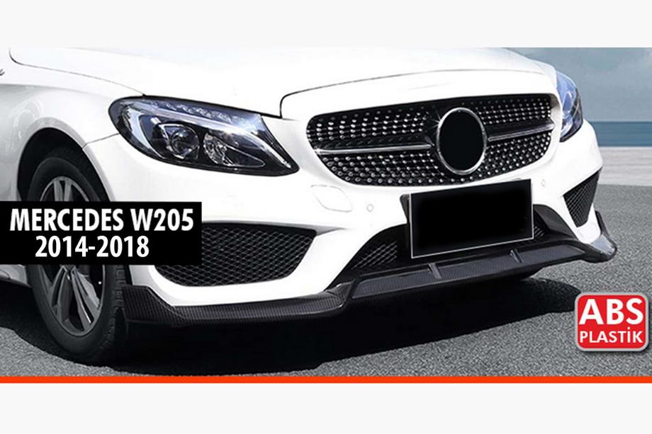 Mercedes C-class W205 2014-2021 Front Bumper Lip DPT V1 (2014-2018, for AMG-Line only, Gloss Black) Photo 1